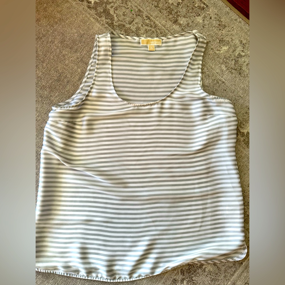Michael Kors Silky Striped Work Top, L